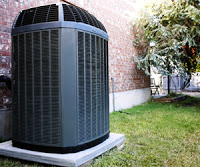 air conditioning unit in backyard