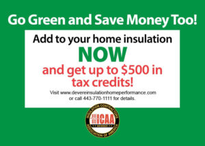 Tax Credit by DeVere Insulation Home Performance graphic.