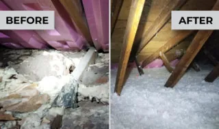 Before and after attic insulation