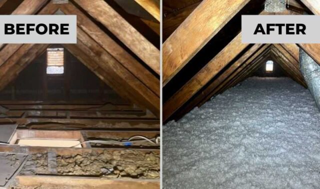 Before and after attic Insulation