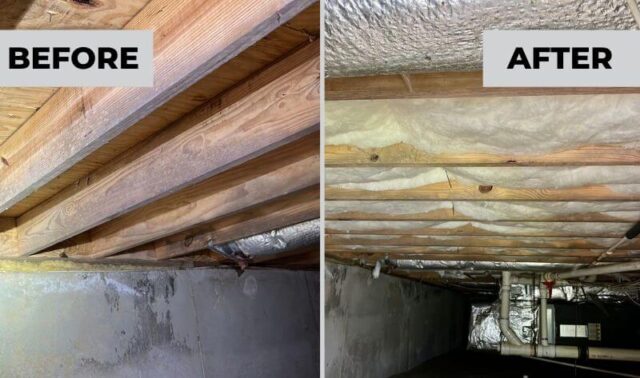 Before and after crawl space insulation
