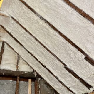 sloped roof with spray foam