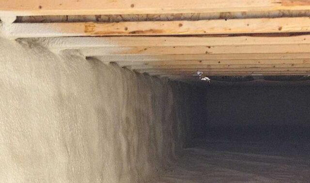 spray foam insulation installed on crawl space walls
