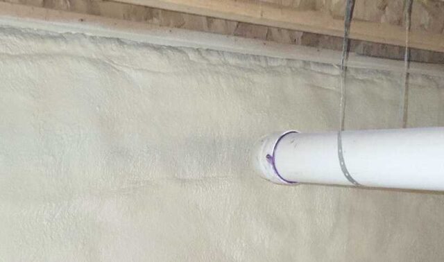 spray foam insulation installed on crawl space walls