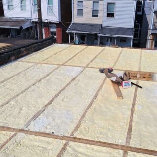 Spray foam insulation after install completion