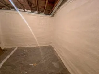 Closed-cell spray-foam on basement walls.